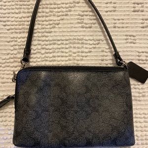 COACH Signature LOGO Leather Double Zipper Wristlet Wallet